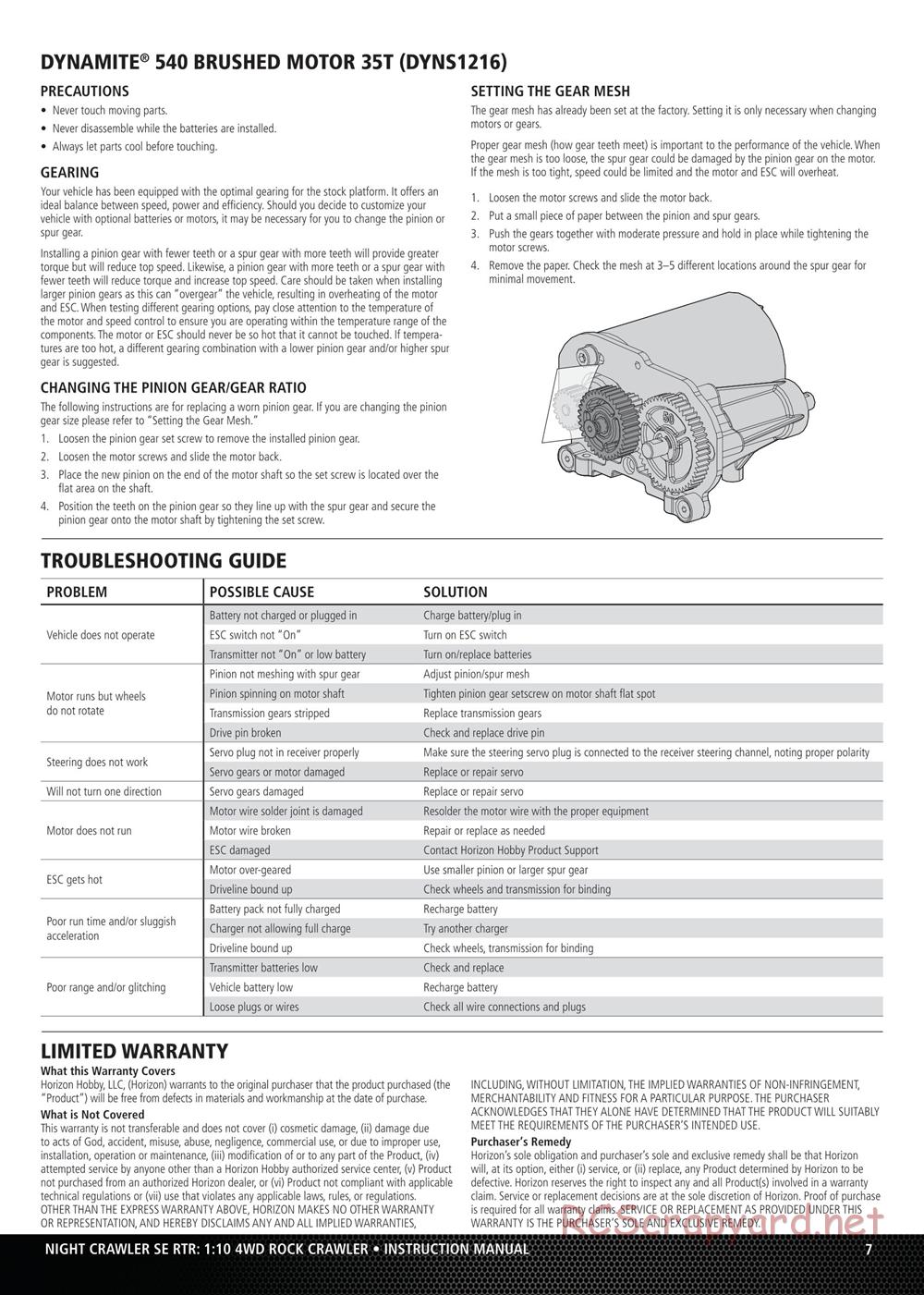 Team Losi - Night Crawler SE - Manual - Page 7