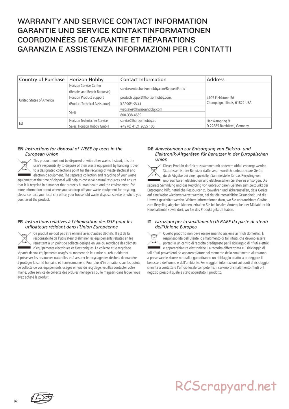 Team Losi - Rock Rey - Rock Racer Kit - Manual - Page 62