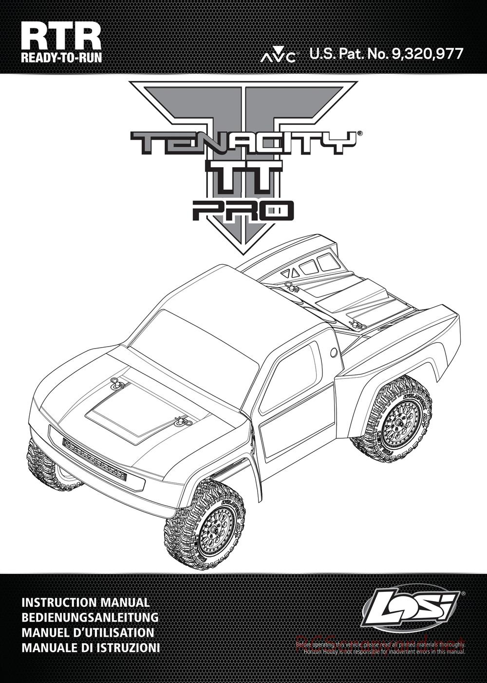 Team Losi - Tenacity-TT Pro - Manual - Page 1