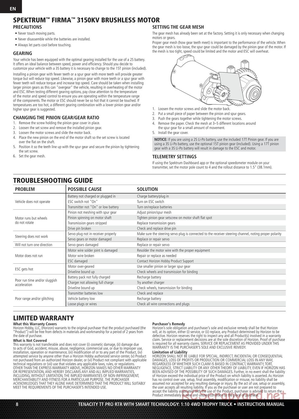 Team Losi - Tenacity-TT Pro - Manual - Page 8