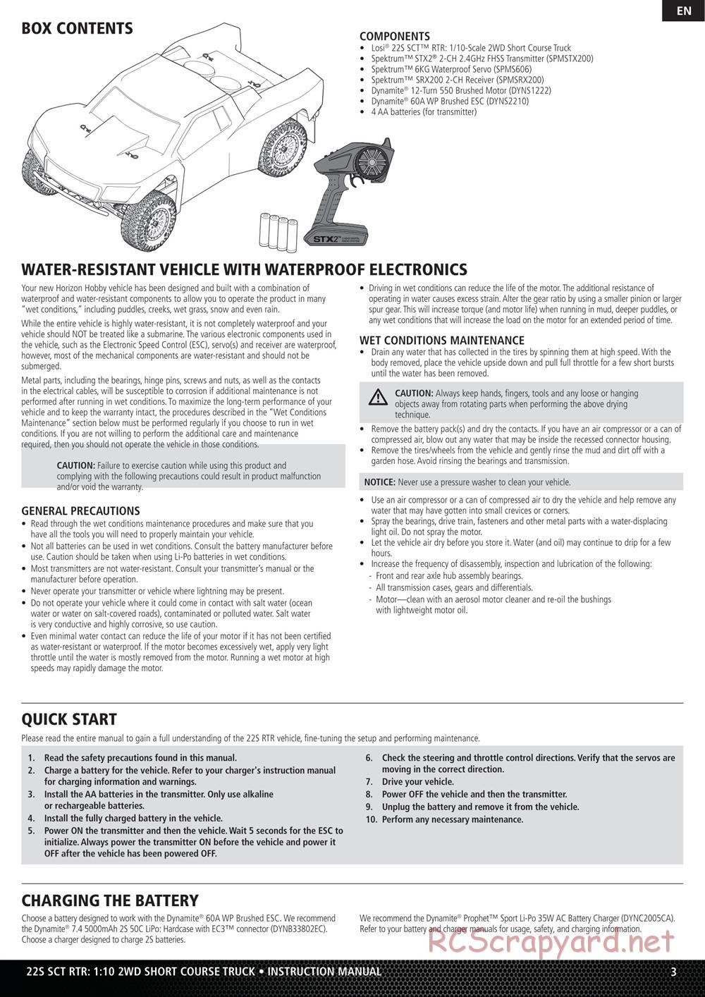 Team Losi - 22S SCT - Manual - Page 3