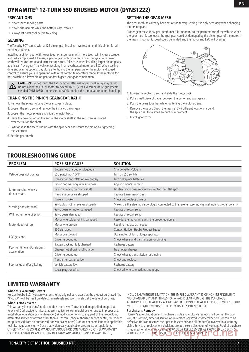 Team Losi - Tenacity-SCT - Manual - Page 7