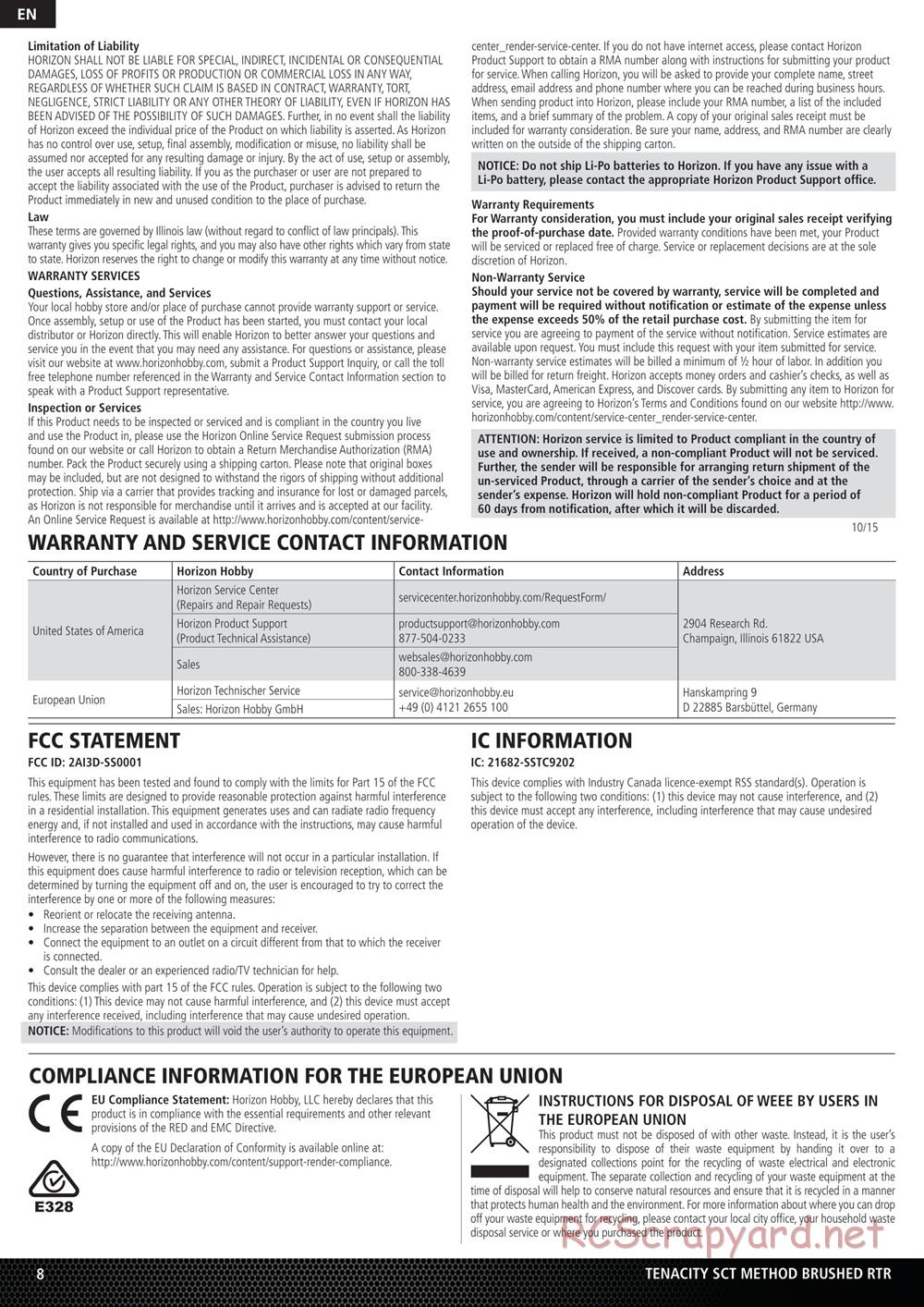 Team Losi - Tenacity-SCT - Manual - Page 8