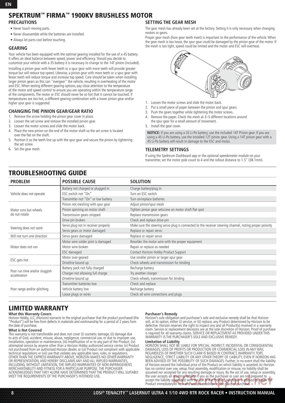 Team Losi - Lasernut U4 Rock Racer - Manual - Page 8