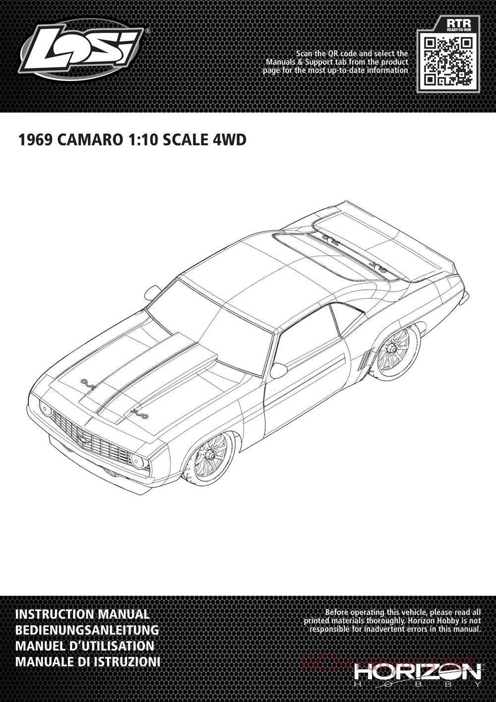 Team Losi - 1969 Chevy Camaro V100 AWD - Manual - Page 1