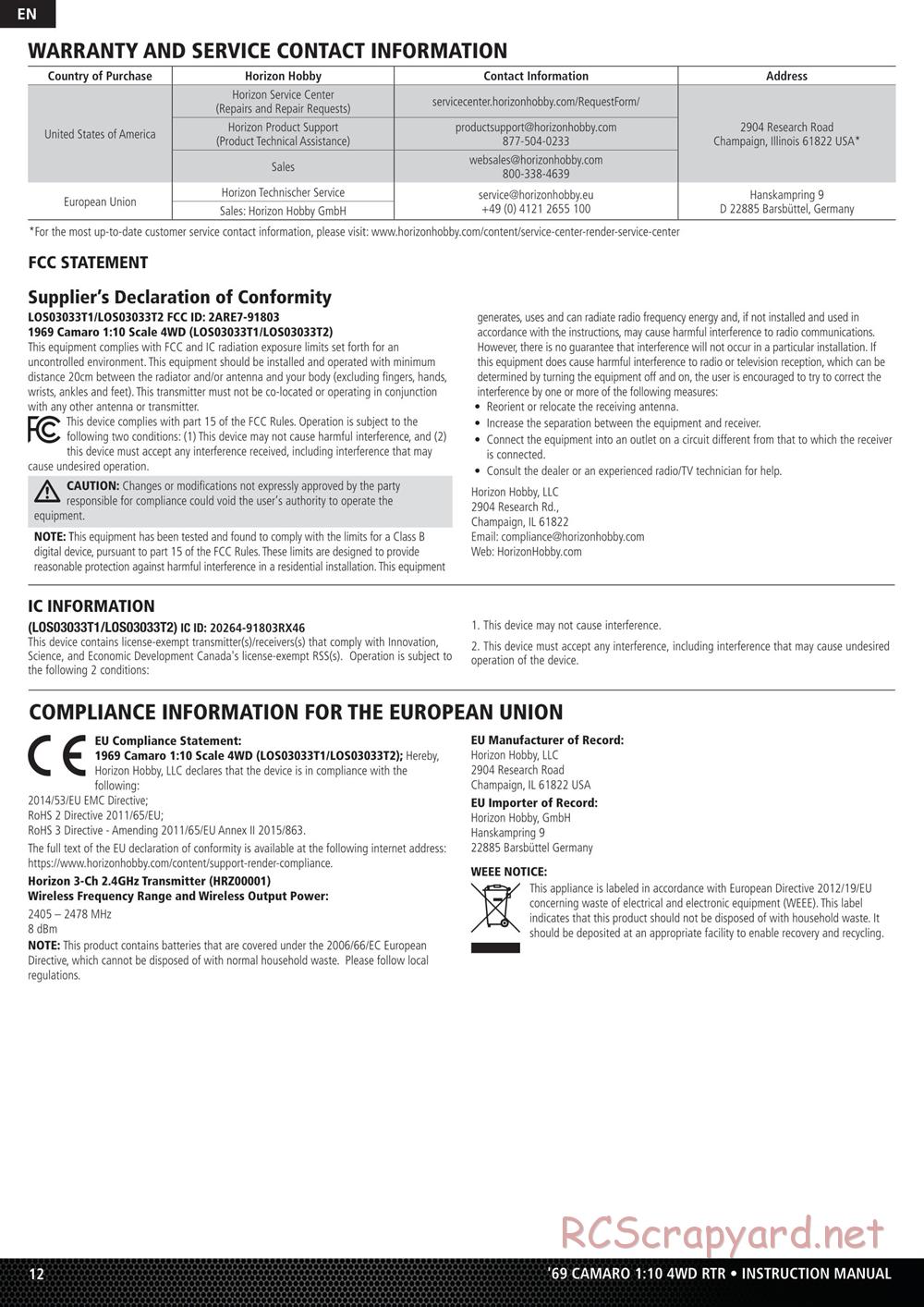 Team Losi - 1969 Chevy Camaro V100 AWD - Manual - Page 12