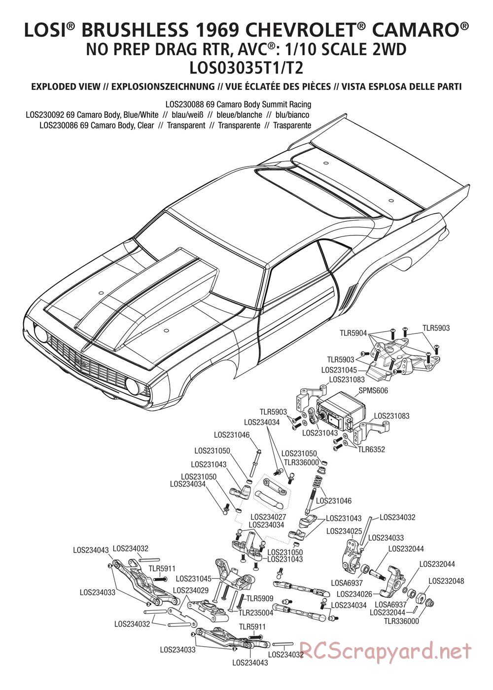 Team Losi - 22S - 69 Camaro Drag Car - Manual - Page 1