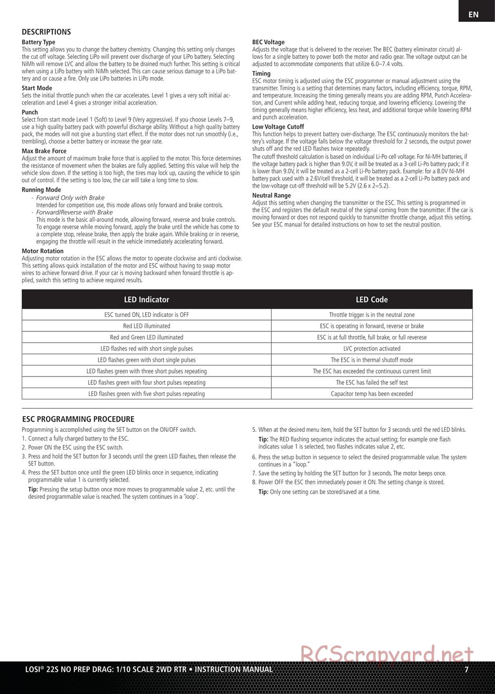 Team Losi - 22S - 69 Camaro Drag Car - Manual - Page 7