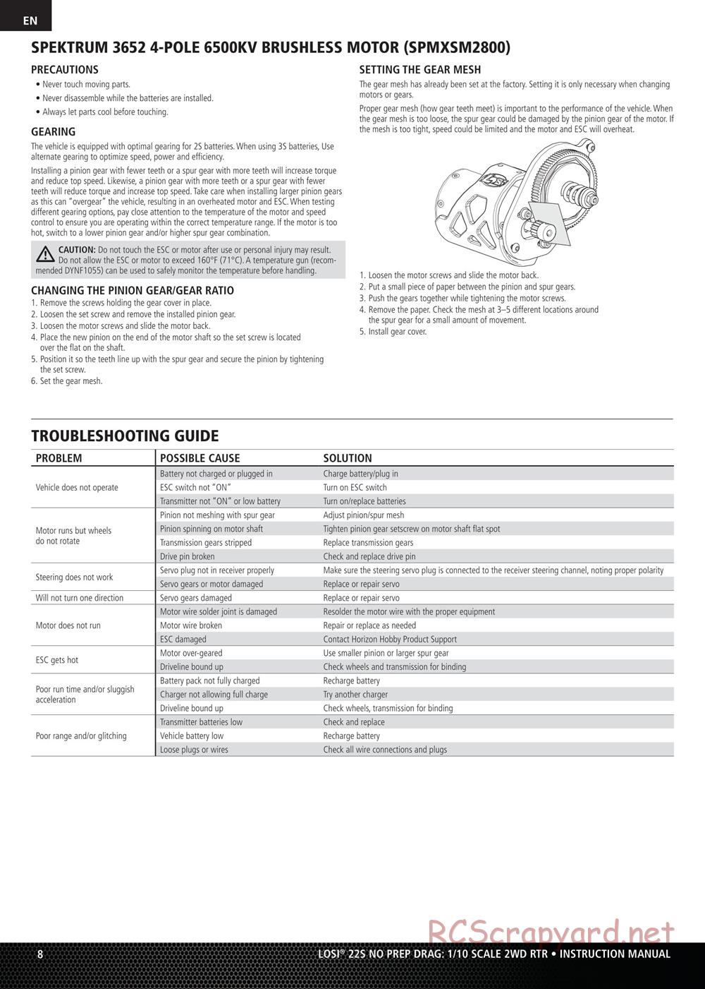 Team Losi - 22S - 69 Camaro Drag Car - Manual - Page 8