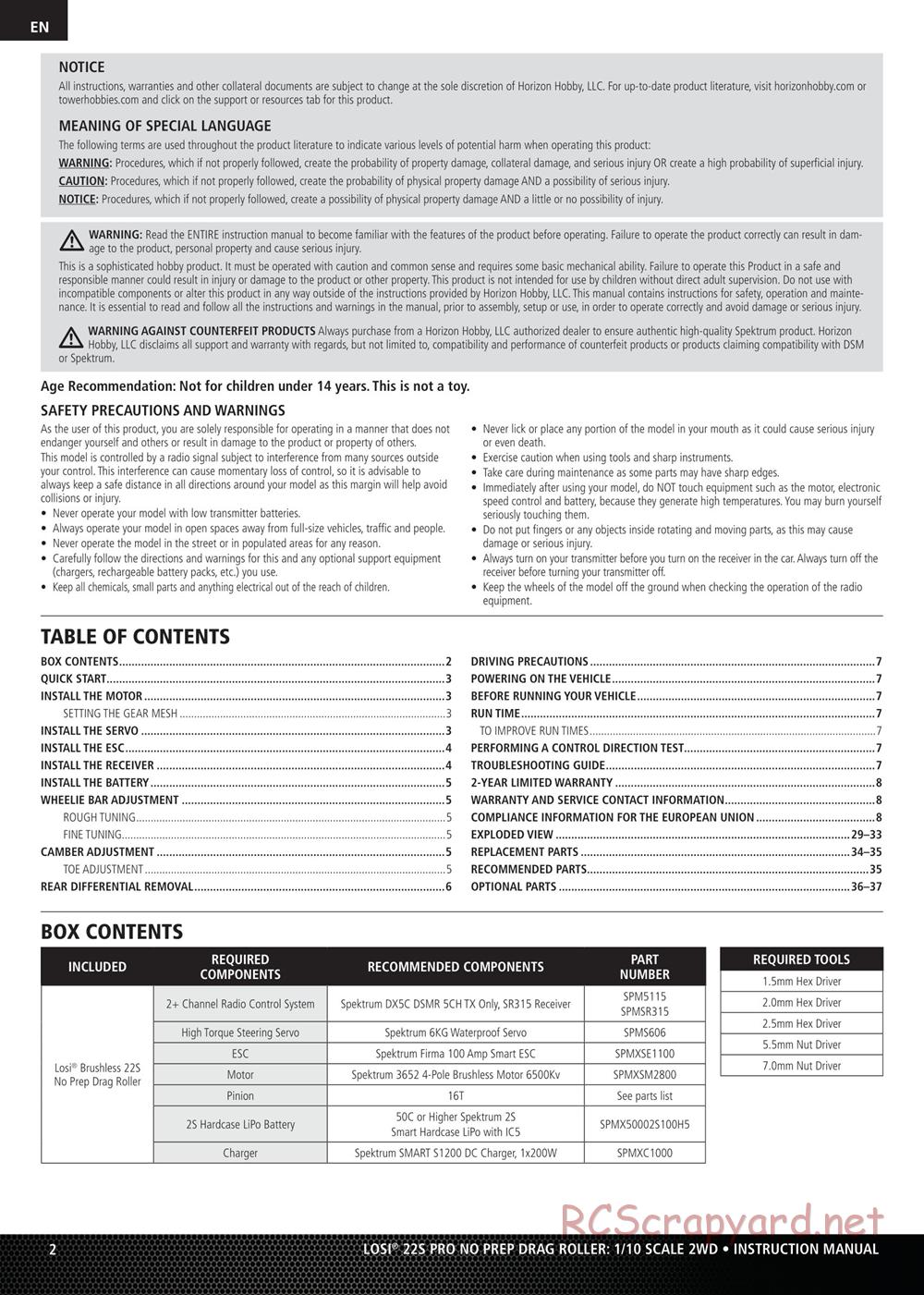 Team Losi - No Prep Drag Roller - Manual - Page 2