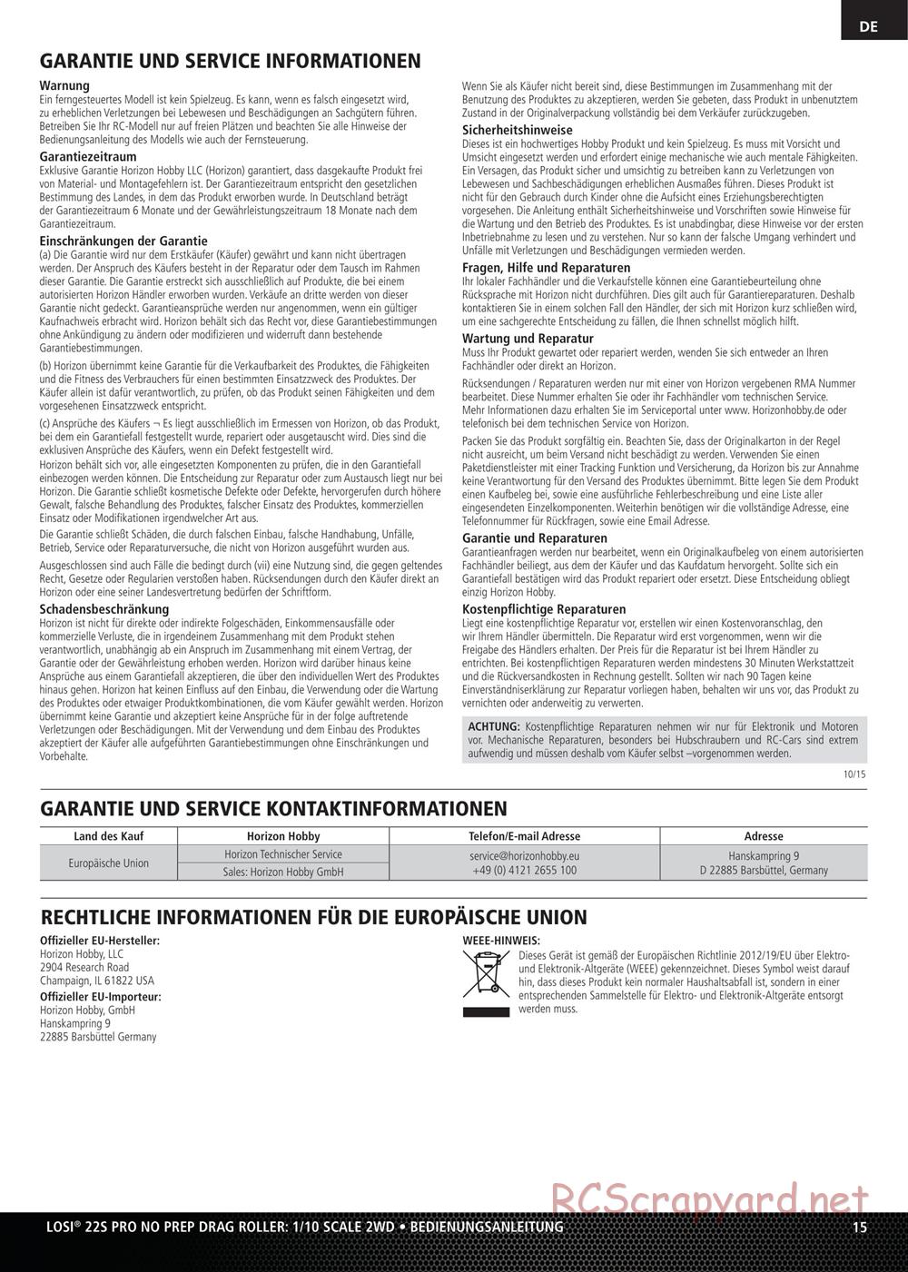 Team Losi - No Prep Drag Roller - Manual - Page 15