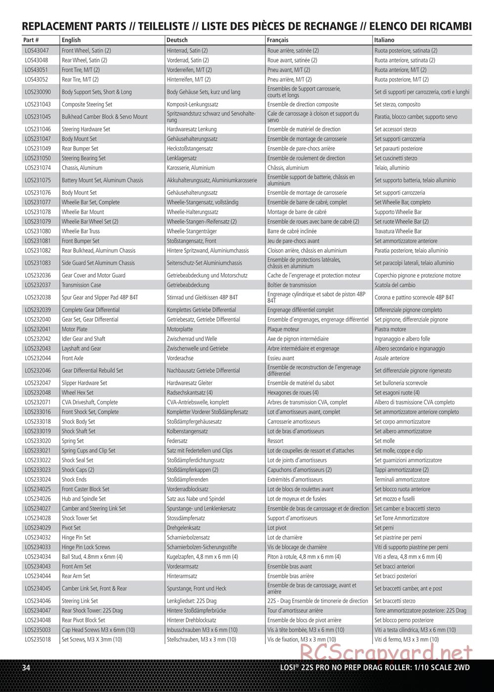 Team Losi - No Prep Drag Roller - Manual - Page 34