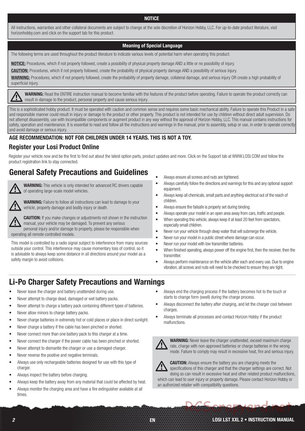 Team Losi - LST XXL-2 - Manual - Page 2