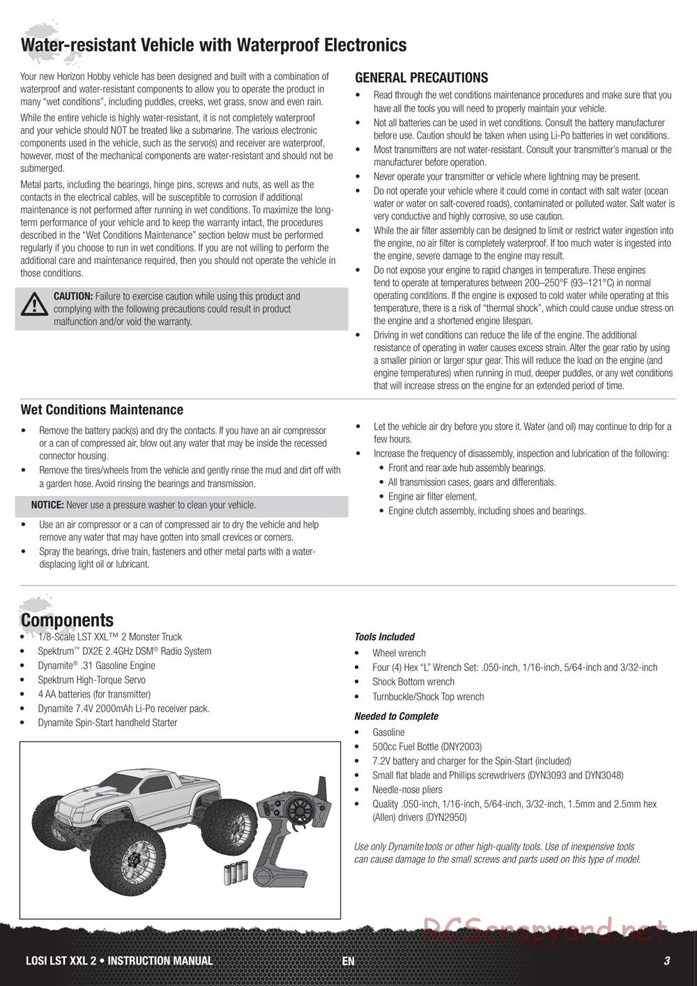 Team Losi - LST XXL-2 - Manual - Page 3