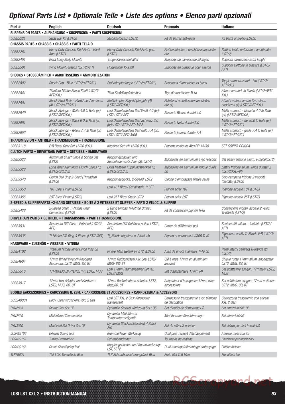 Team Losi - LST XXL-2 - Manual - Page 21