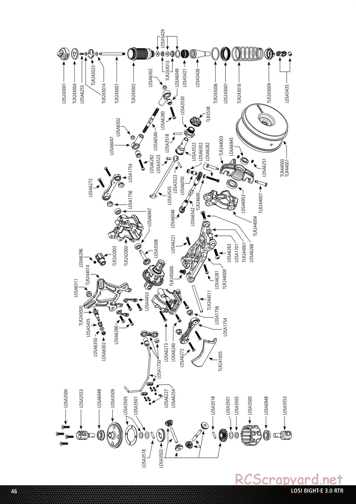 Team Losi - 8ight-E - Parts List and Exploded View - Page 9