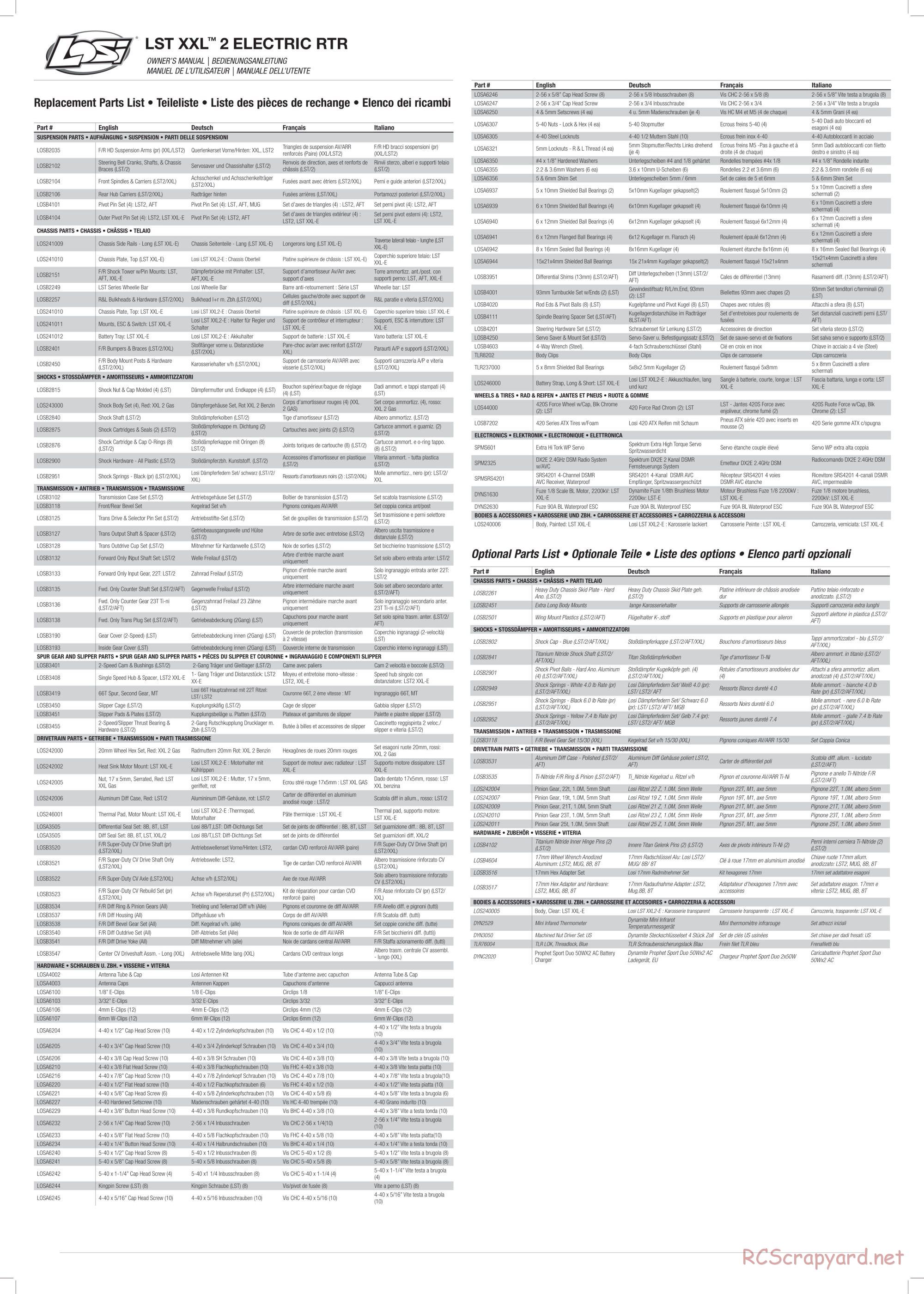 Team Losi - LST XXL2-E - Manual - Page 4