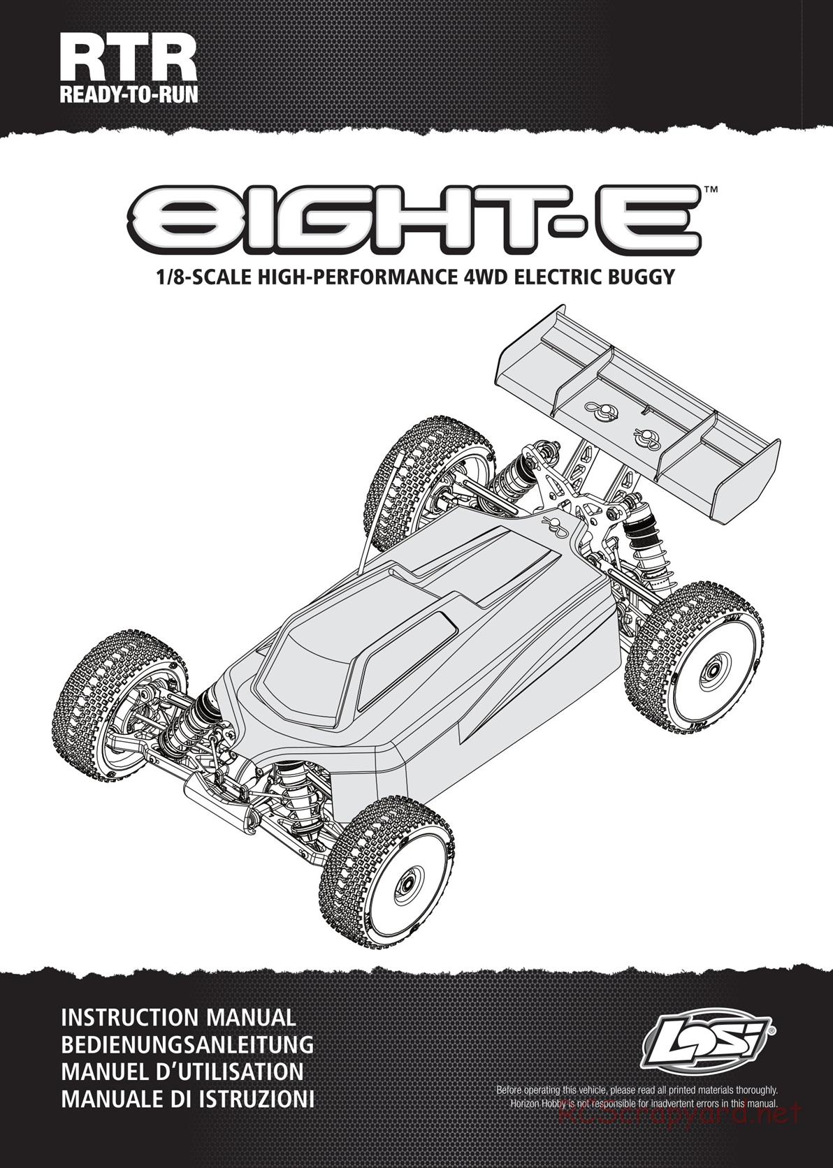 Team Losi - 8ight-E - Parts List and Exploded View - Page 1