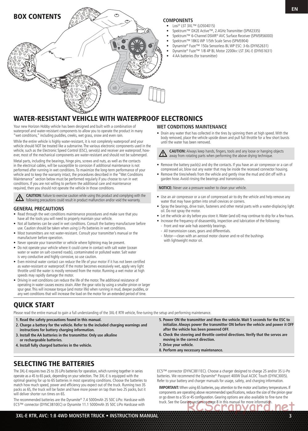 Team Losi - LST 3XL-E - Manual - Page 3