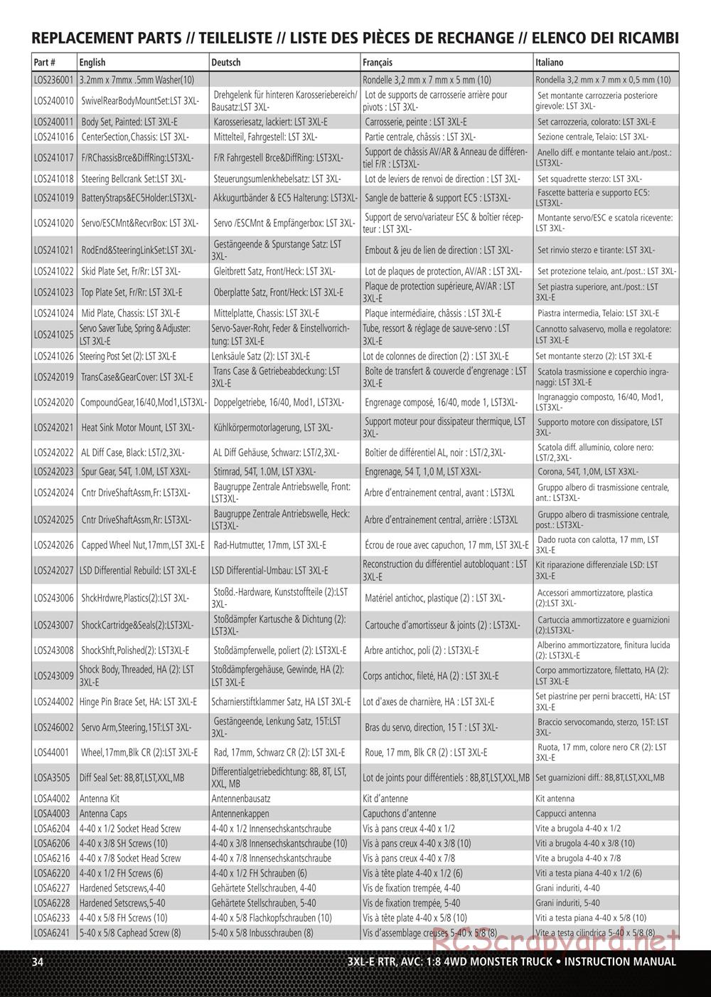 Team Losi - LST 3XL-E - Manual - Page 10