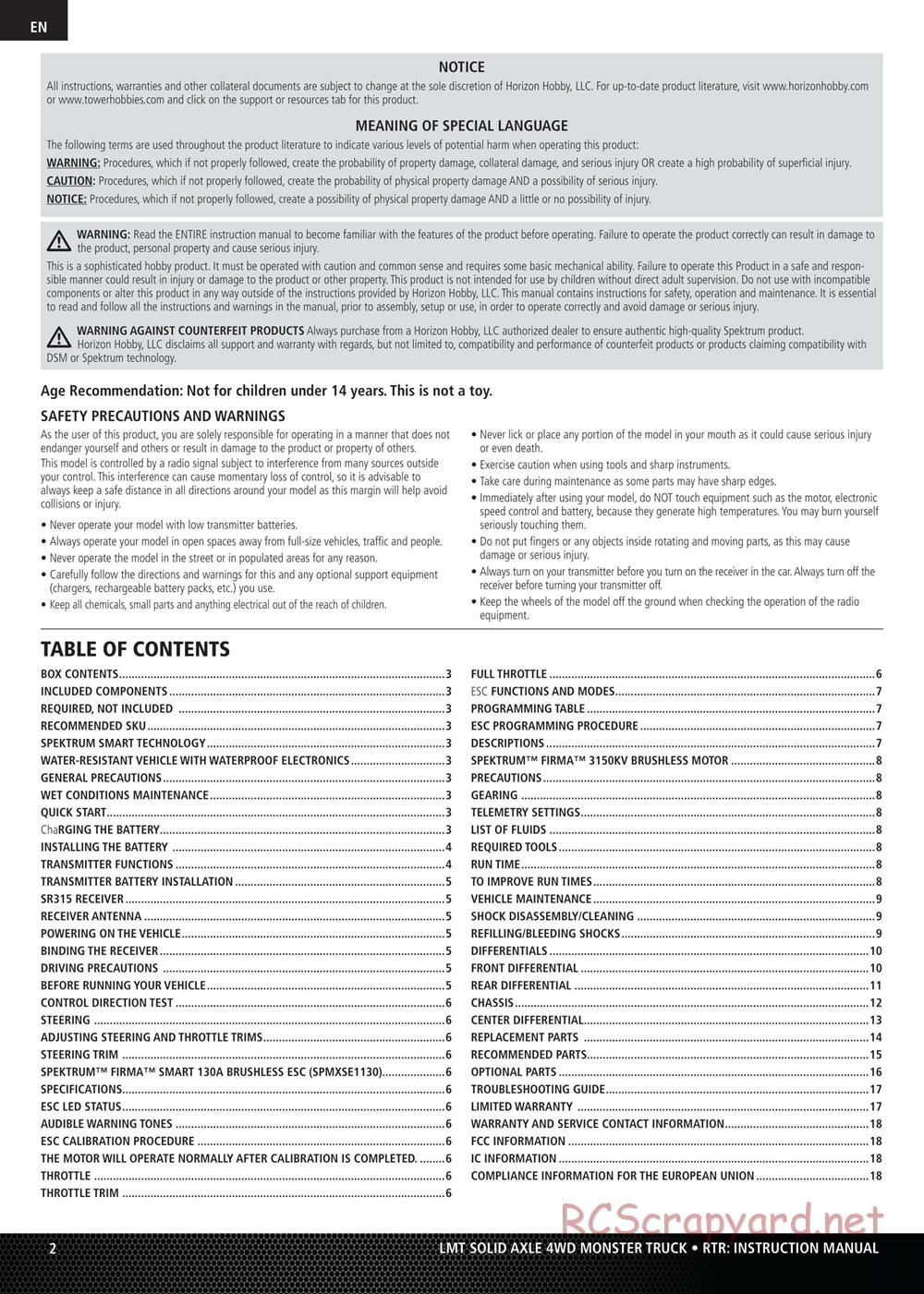 Team Losi - LMT Solid Axle Roller - Manual - Page 2