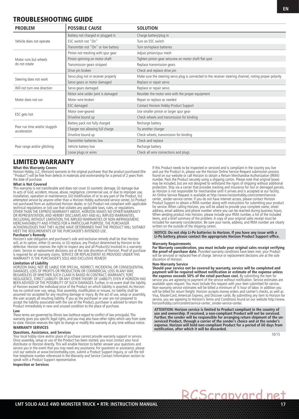 Team Losi - LMT Solid Axle Roller - Manual - Page 17