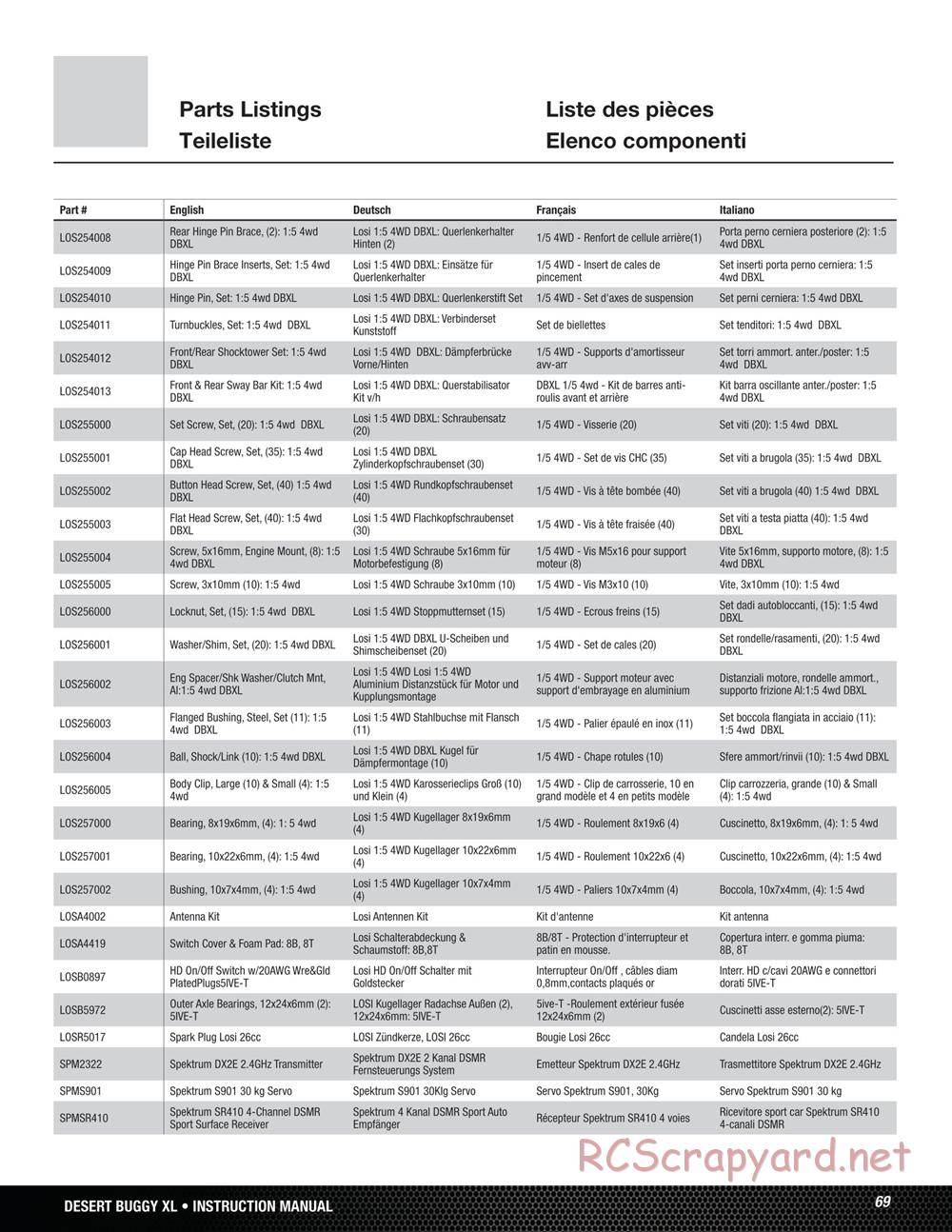 Team Losi - Desert Buggy XL - Manual - Page 69