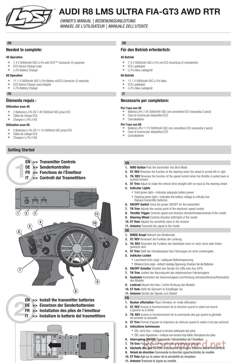 Team Losi - Audi R8 LMS Ultra FIA-GT3 - Manual - Page 5