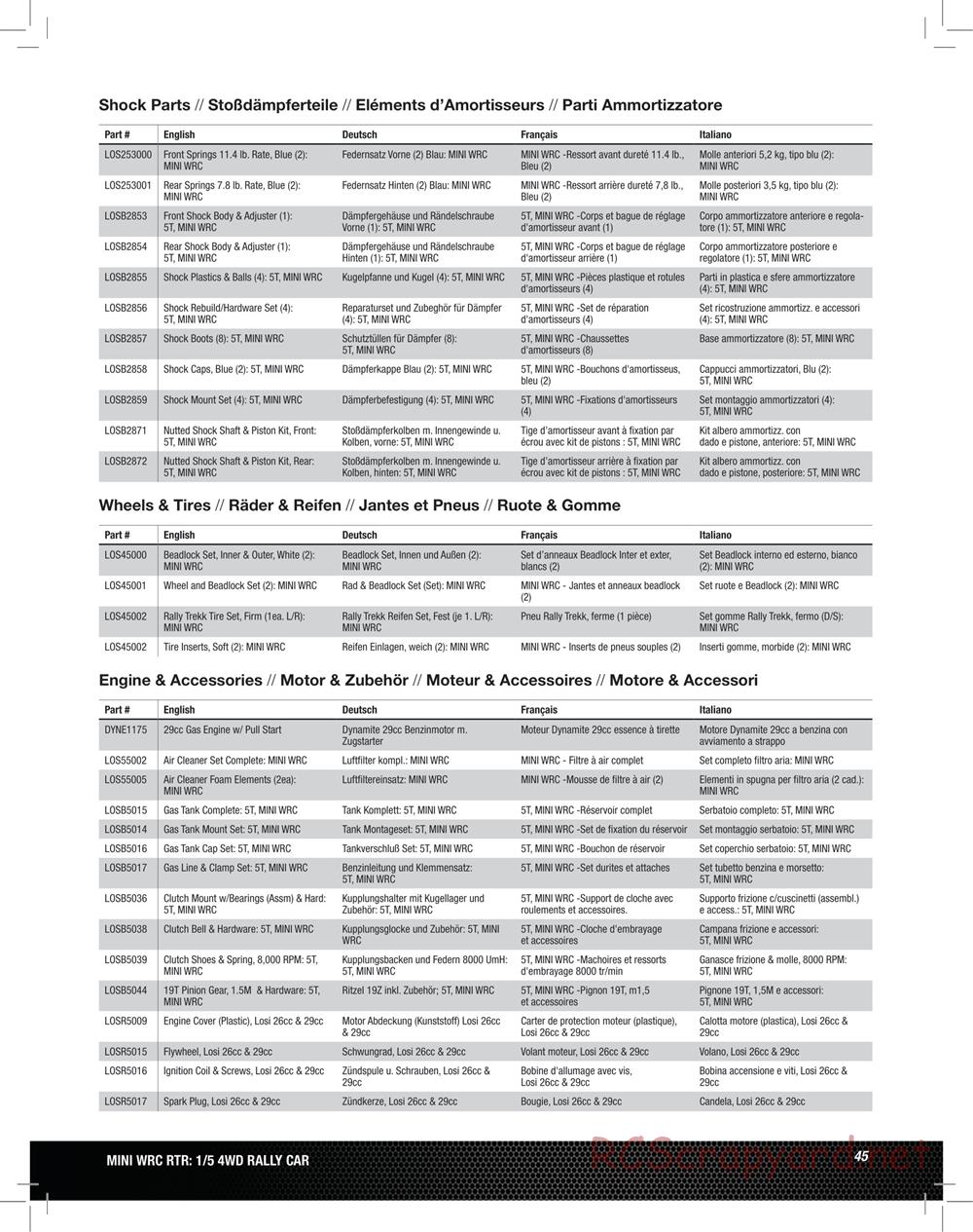 Team Losi - 5ive Mini WRC - Manual - Page 45