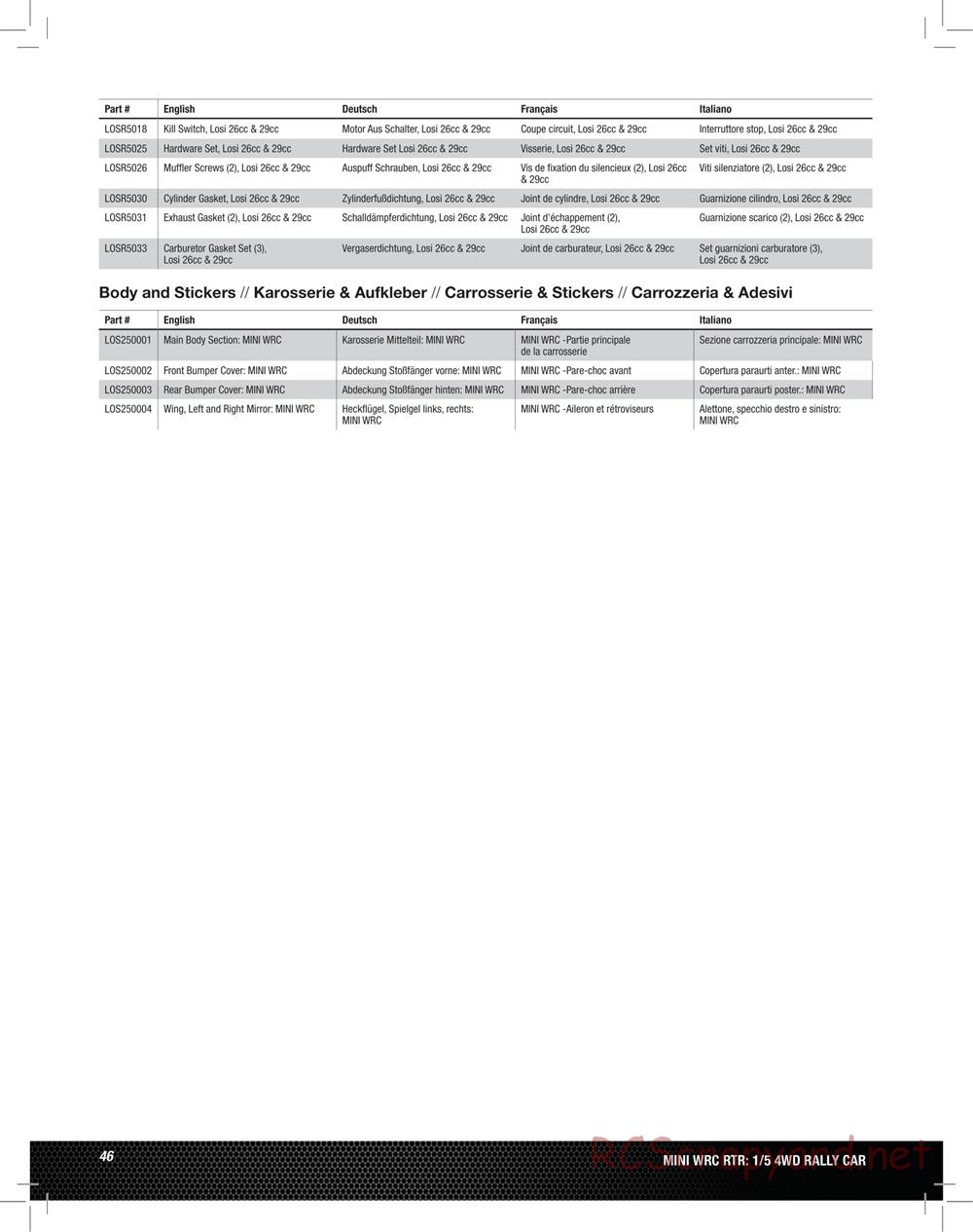 Team Losi - 5ive Mini WRC - Manual - Page 46