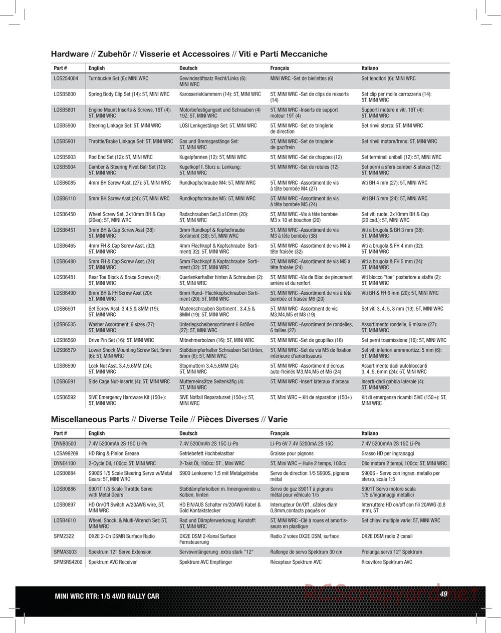 Team Losi - 5ive Mini WRC - Manual - Page 49