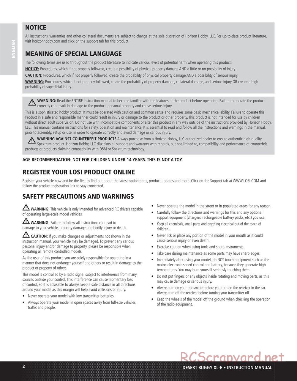 Team Losi - Desert Buggy XL-E - Manual - Page 2