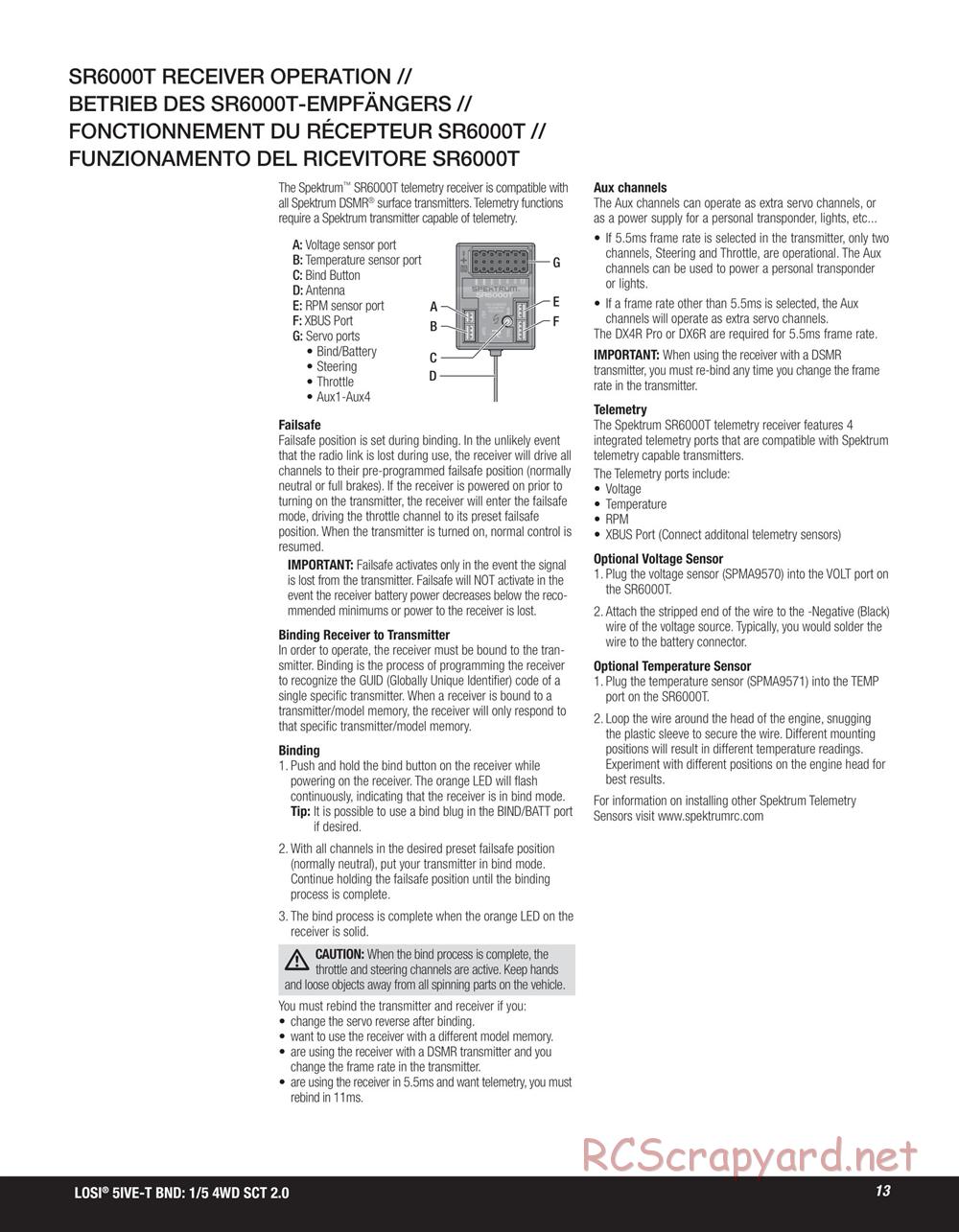 Team Losi - 5ive-T 2.0 SCT - Manual - Page 13