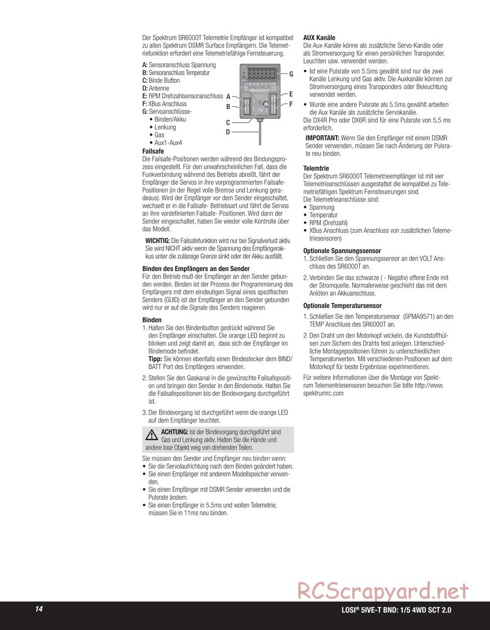 Team Losi - 5ive-T 2.0 SCT - Manual - Page 14