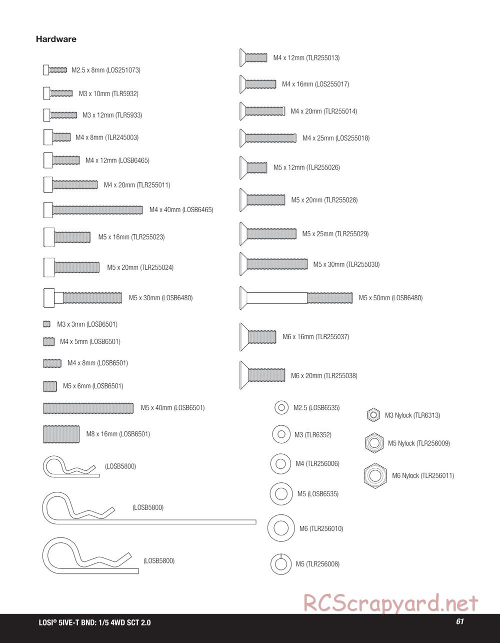 Team Losi - 5ive-T 2.0 SCT - Manual - Page 61