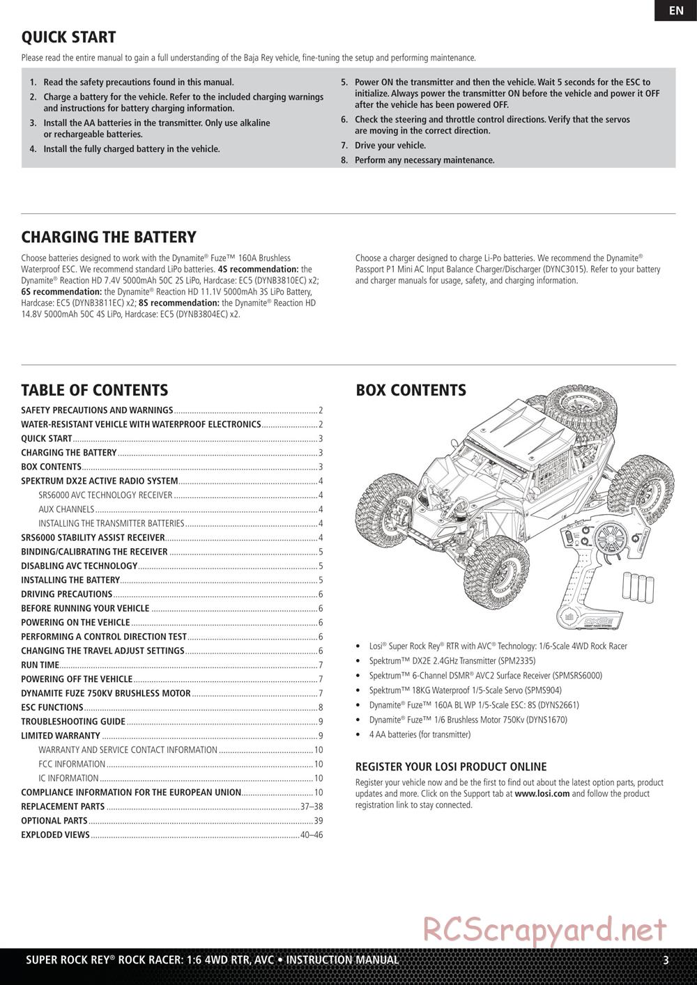 Team Losi - Super Rock Rey - Manual - Page 3