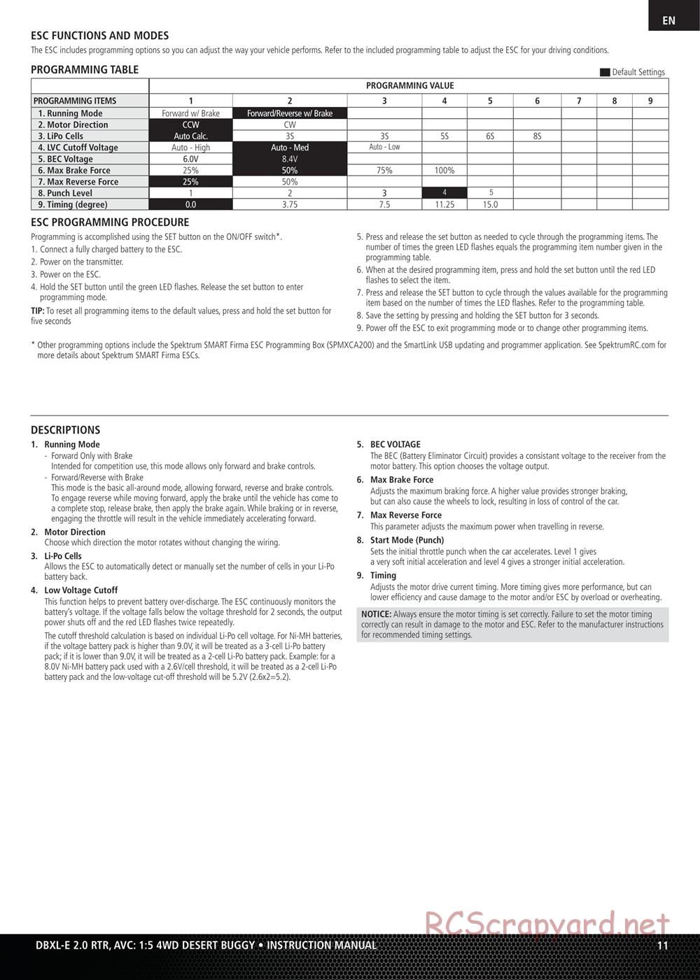 Team Losi - DBXL-E 2.0 - Manual - Page 11