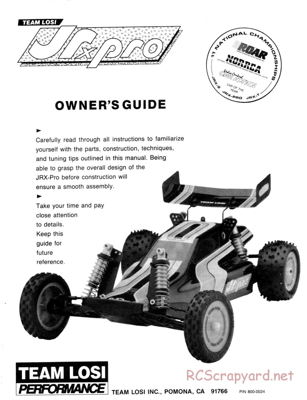 Team Losi - JRX Pro - Manual - Page 1