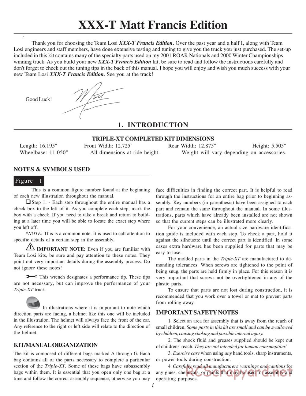 Team Losi - XXX-T Matt Francis Edition - Manual - Page 3