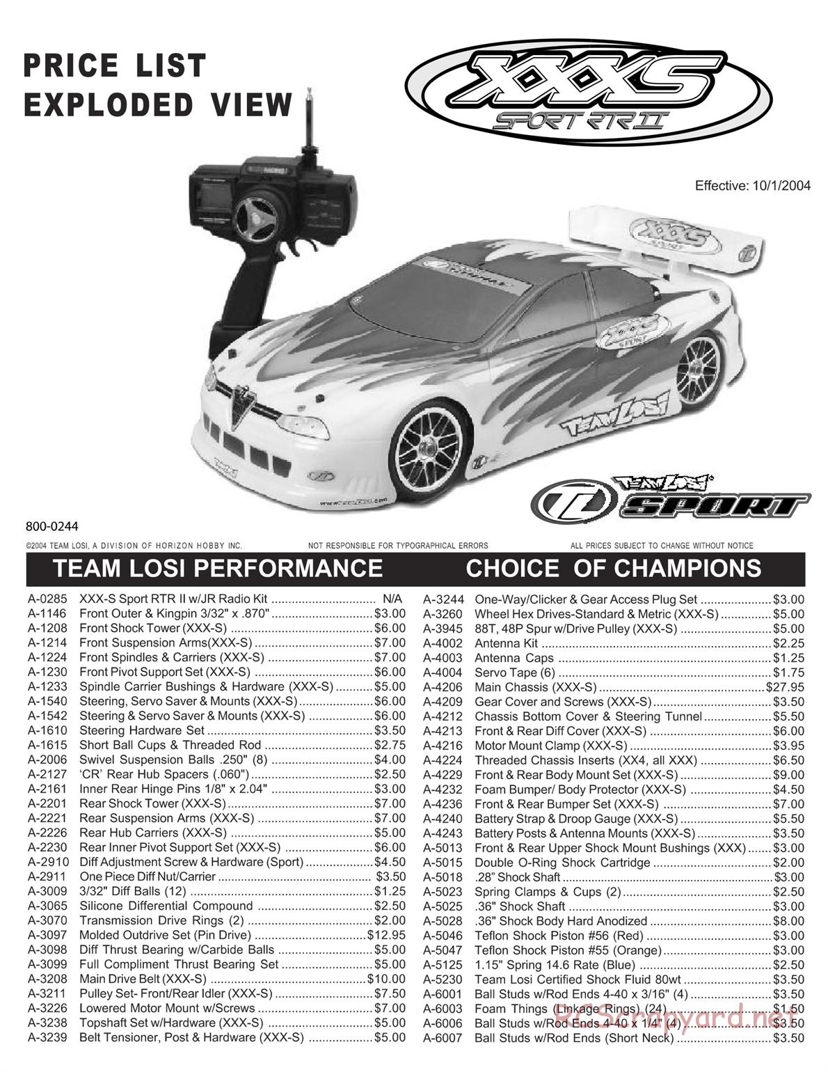 Team Losi - XXX-S Sport RTR II - Manual - Page 1
