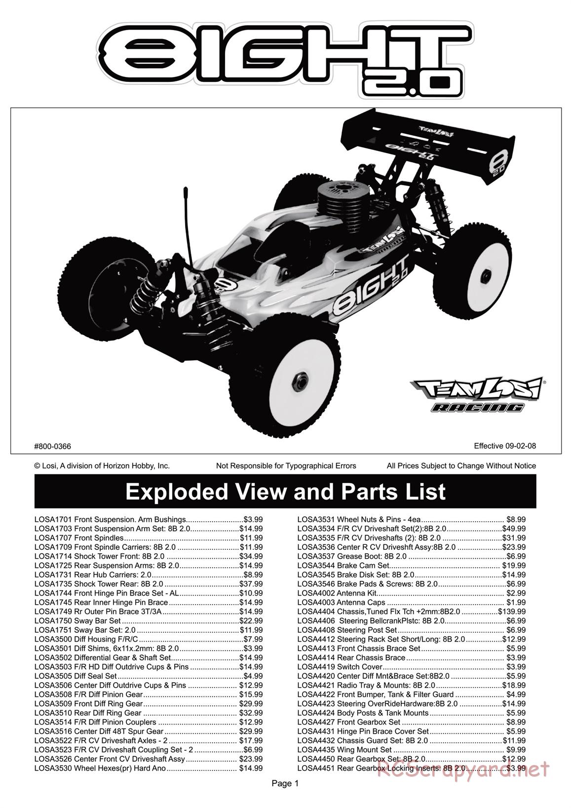 Team Losi - 8ight 2.0 - Manual - Page 1