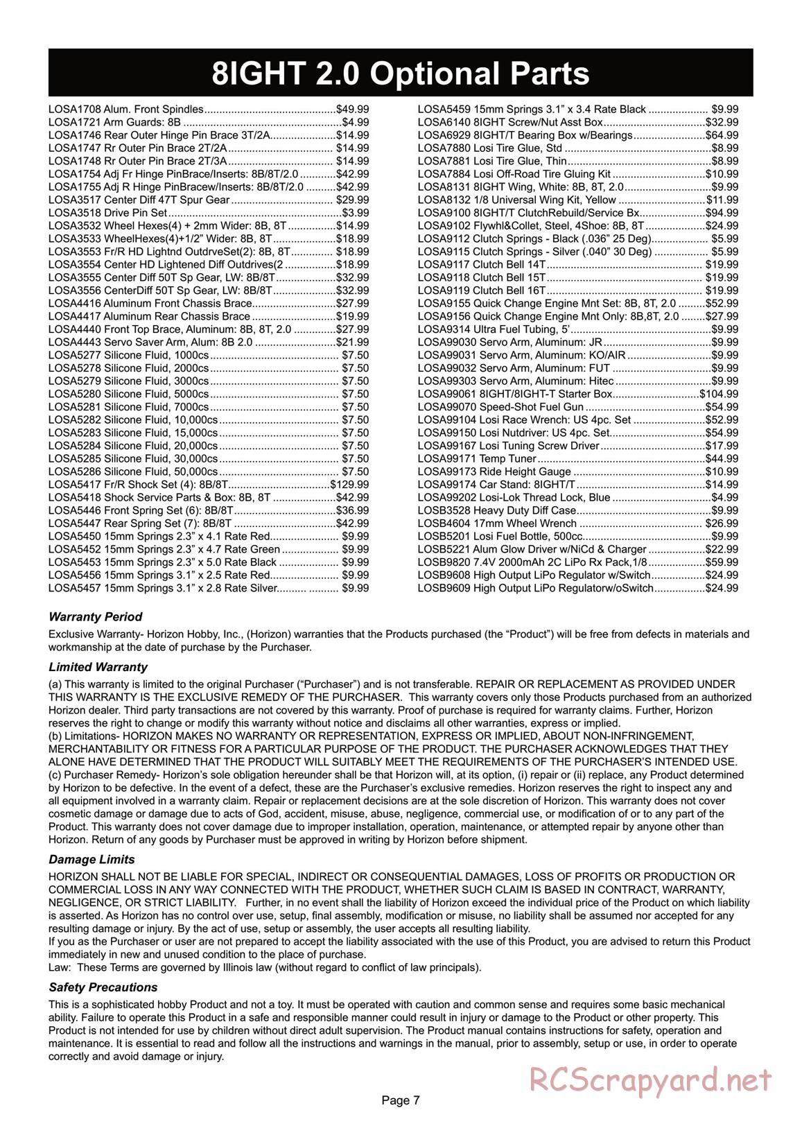 Team Losi - 8ight 2.0 - Manual - Page 7