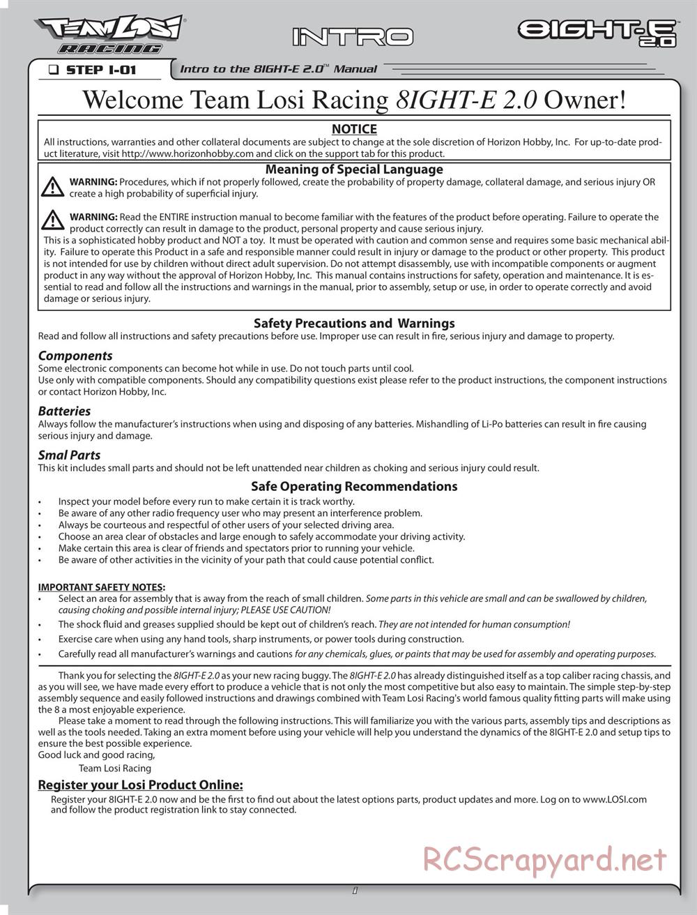 Team Losi - 8ight-E 2.0 Race Roller - Manual - Page 2