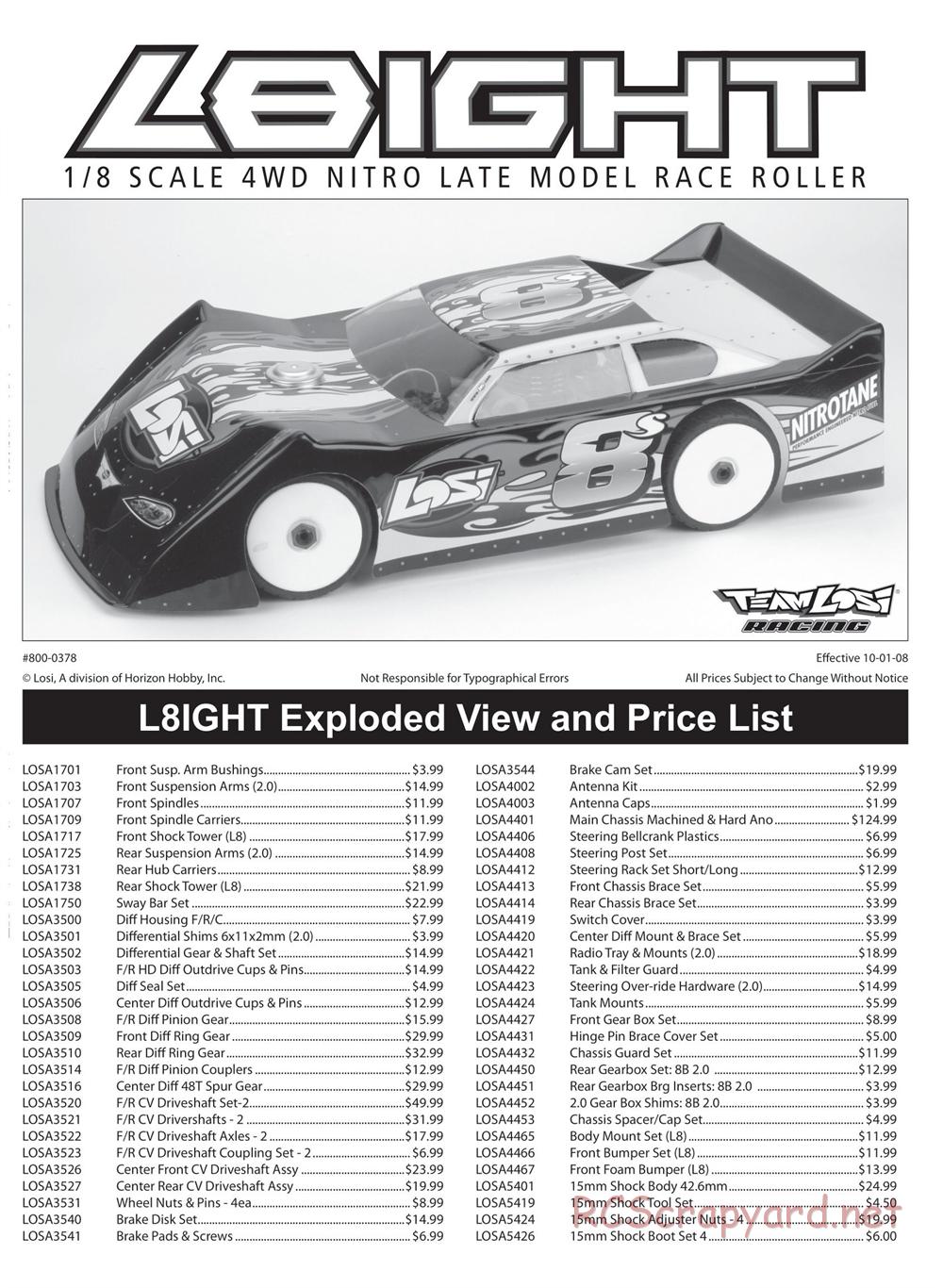 Team Losi - L8ight - Race Roller - Manual - Page 1