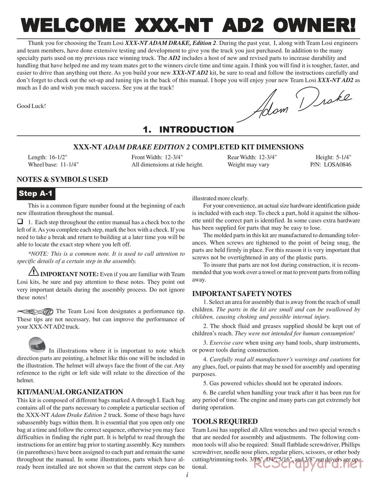 Team Losi - XXX NT AD2 - Manual - Page 2