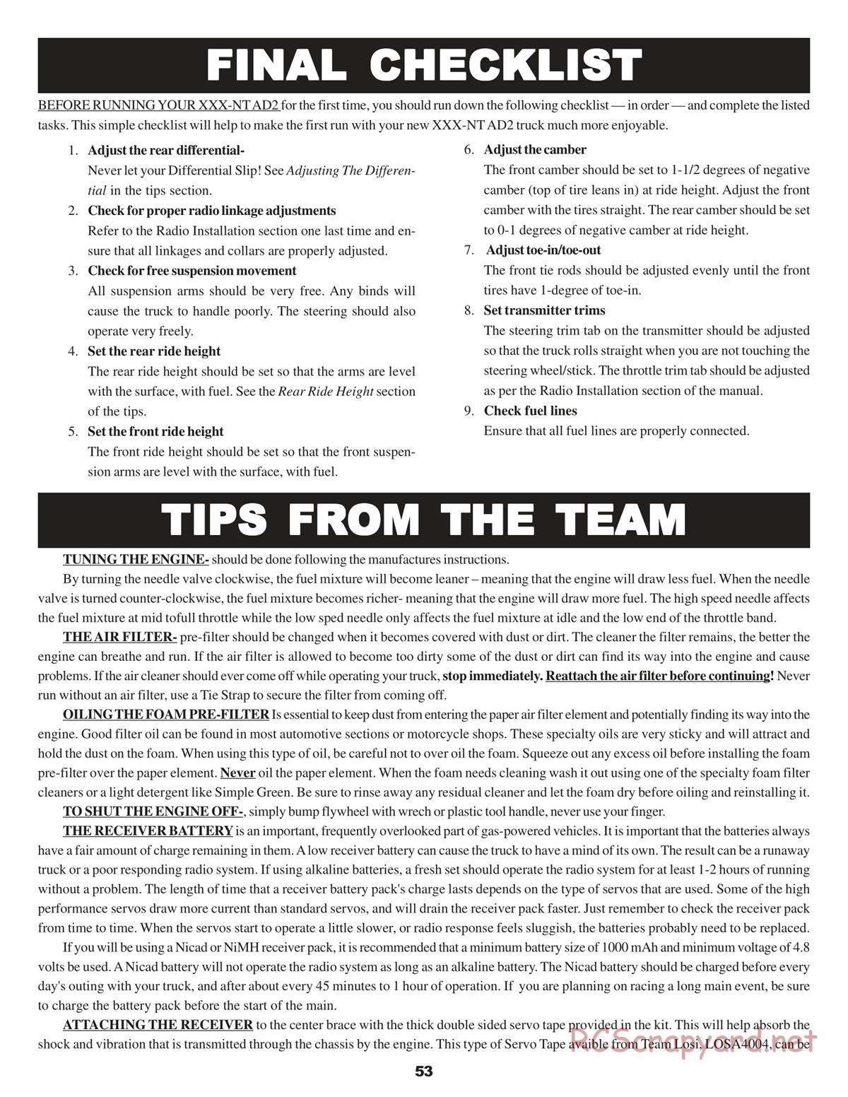 Team Losi - XXX NT AD2 - Manual - Page 57