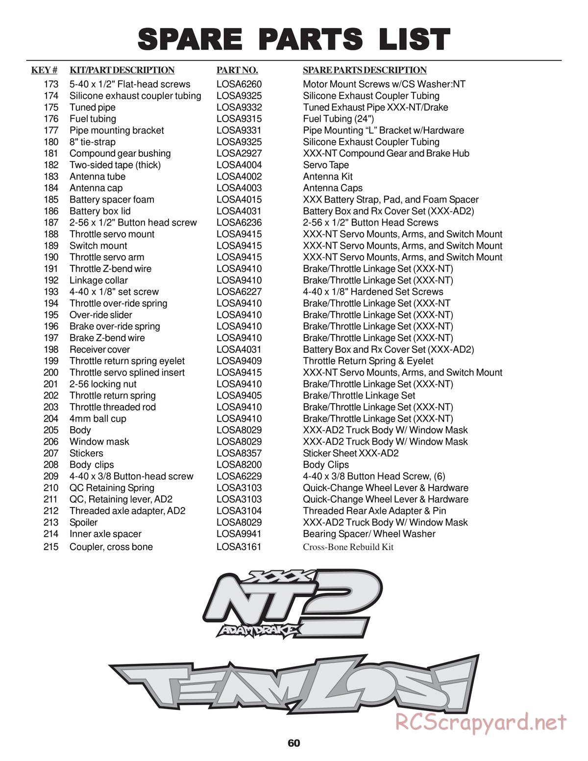 Team Losi - XXX NT AD2 - Manual - Page 64