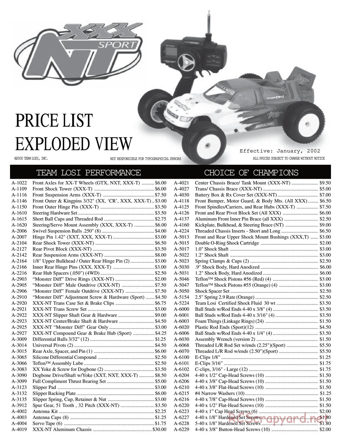 Team Losi - XXX NT Sport - Manual - Page 1