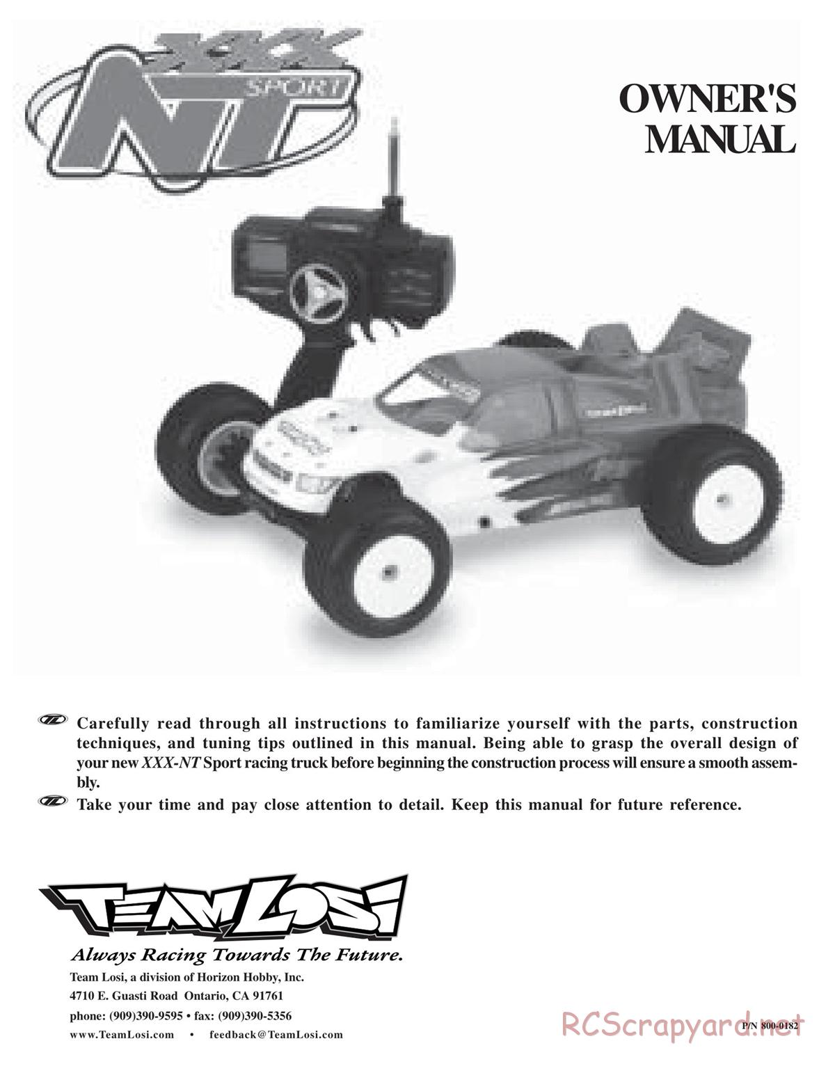 Team Losi - XXX-NT Sport - Manual - Page 1