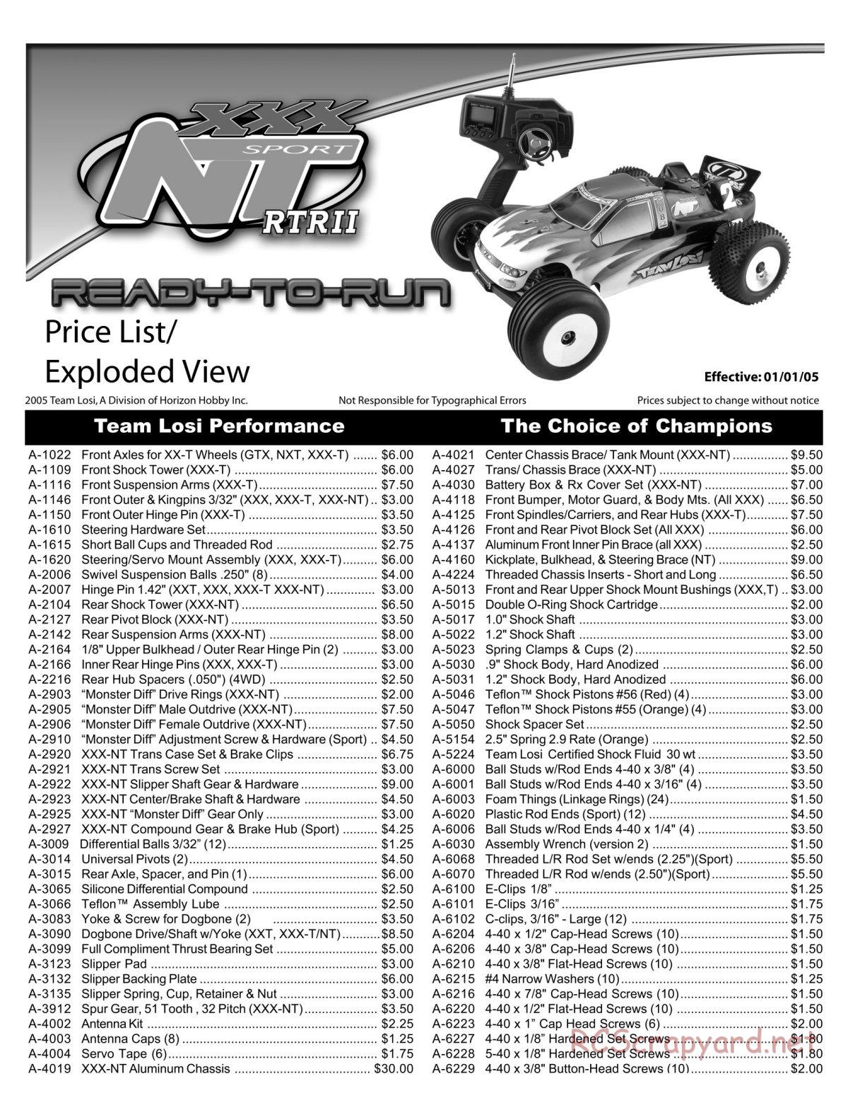 Team Losi - XXX-NT Sport RTR II - Manual - Page 1